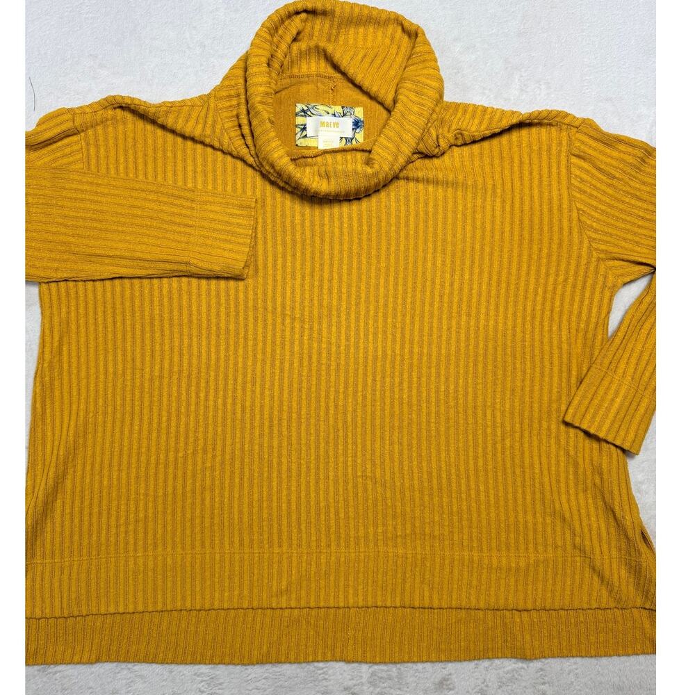 Maeve Anthropologie Ribbed Turtleneck Sweater Mustard Yellow Knit Top Sz Sm